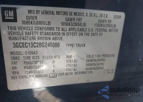 2008 Chevrolet Silverado 1500 Ls из США, поврежденный, VIN 3GCEC13C28G245088